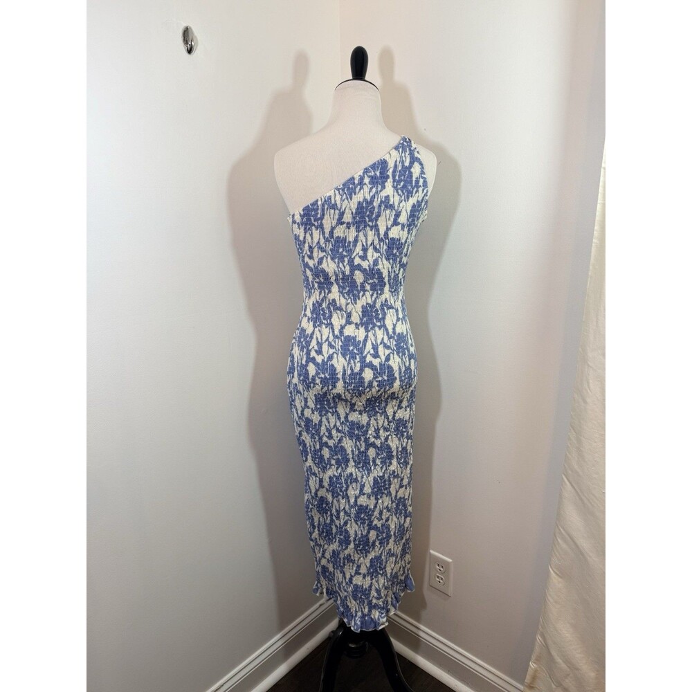 Sndys Renee Midi Dress Blueprint M Nwt Recycled Paper Resortwear Vacation Summer — image 5 of 8